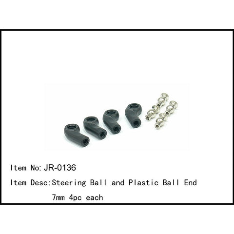 Caster Racing JR-0136 Steering Ball and Plastic Ball End 7mm
