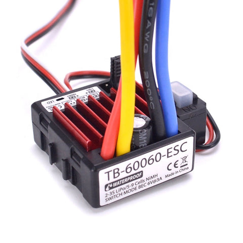 TB-60060-ESC 1060 60A Brushed ESC Waterproof for 1/10 Brushed Speed Controllers RC Car