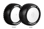 L-T3170SWKF E- HORNET 4WD Front Tires - Mounted Soft Compound / White Rim Hex 12mm