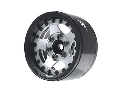 Boom Racing Pro BRPB004MBKRS Build™ 1.9" SV5 Adjustable Offset Aluminum Beadlock Wheels (2) Matte Black/Flat Silver