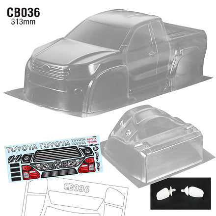 313mm Clear Crawler Body with Stickers 1/10 Off Road Truck Toyota FJ40  SCX10 II