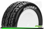 1/10 E-ROCKET Buggy 4WD Rear Tires - Mounted Soft Compound /White KYOSHO HEX 12mm L-T3188SWKR