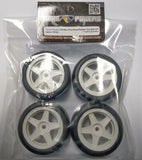 Team Powers 1/10 Mini Pre-Glued Rubber Tire Set 36R (4pcs) White TP-MPG3604WH